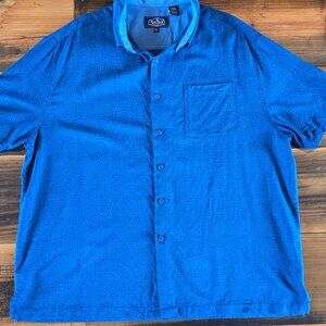 Nat Nast Luxury Originals Men's Silk Blend Short Sleeve Button Down Blue Shirt